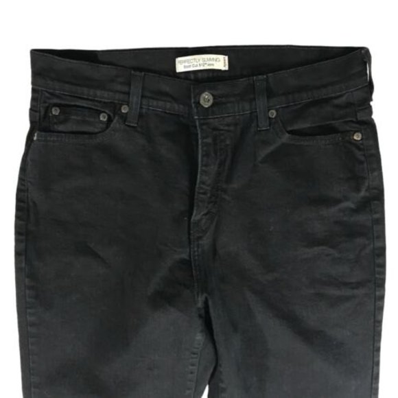 Levi's 512 Slimming Boot Cut Women Size 14 Black Denim Mid Rise Jeans Y2K Style - Picture 3 of 9